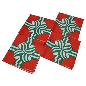 Vintage Bob Van Allen Christmas Napkins Set Of 4 Red Green Bow Ribbon GUC